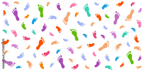 Background with human children s and adults footprint.