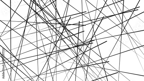 Random geometric line seamless pattern. Chaotic abstract line monochrome texture. Vector illustration.