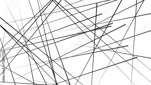 Random geometric line seamless pattern. Chaotic abstract line monochrome texture. Vector illustration.