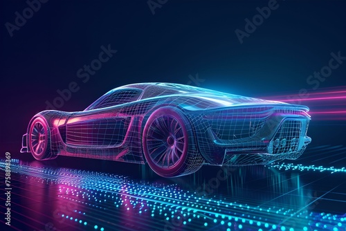 Dynamic Holographic Car Abstract, wireframe, aerodynamic, light, shape © asura
