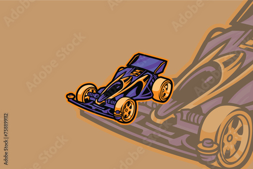 The Tamiya logo features a toy car with precise detail and impressive speed. Brings a sense of excitement and excitement to the world of miniature racing.