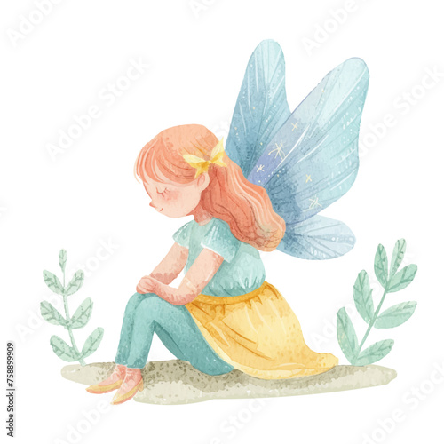 cute fairy watercolour vector illustration