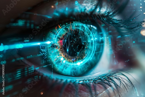 Holographic Eye in Technological World, future, digital, cyber, virtual