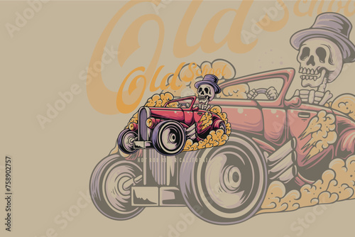 customfest motorbike logo with skull rider