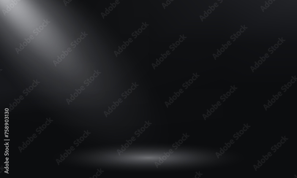 Empty Black studio room background. Abstract studio room platform design. Space for selling products on the website. Vector illustration. Empty Black studio room background. Abstract studio room platform design. Space for selling products on the website. Vector illustration.