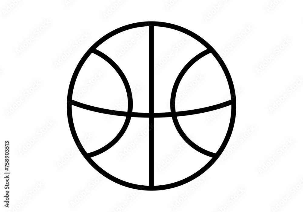 Icono negro de pelota de baloncesto en fondo blanco. Icono negro de pelota de baloncesto en fondo blanco.