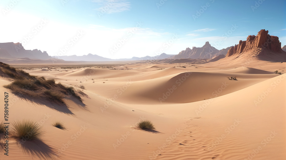 Desert landscape. Dunes and sand in the background.

