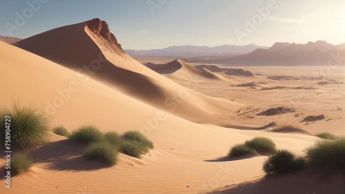 Desert landscape. Dunes and sand in the background.  