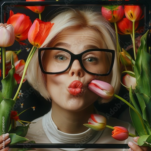 Air Kiss with Tulips: A Moment of Spring Romance