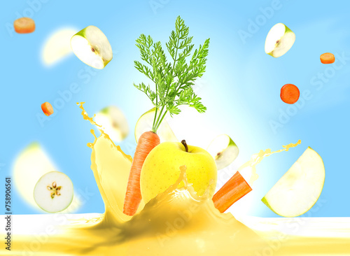 golden apple and carrot juice or fresh