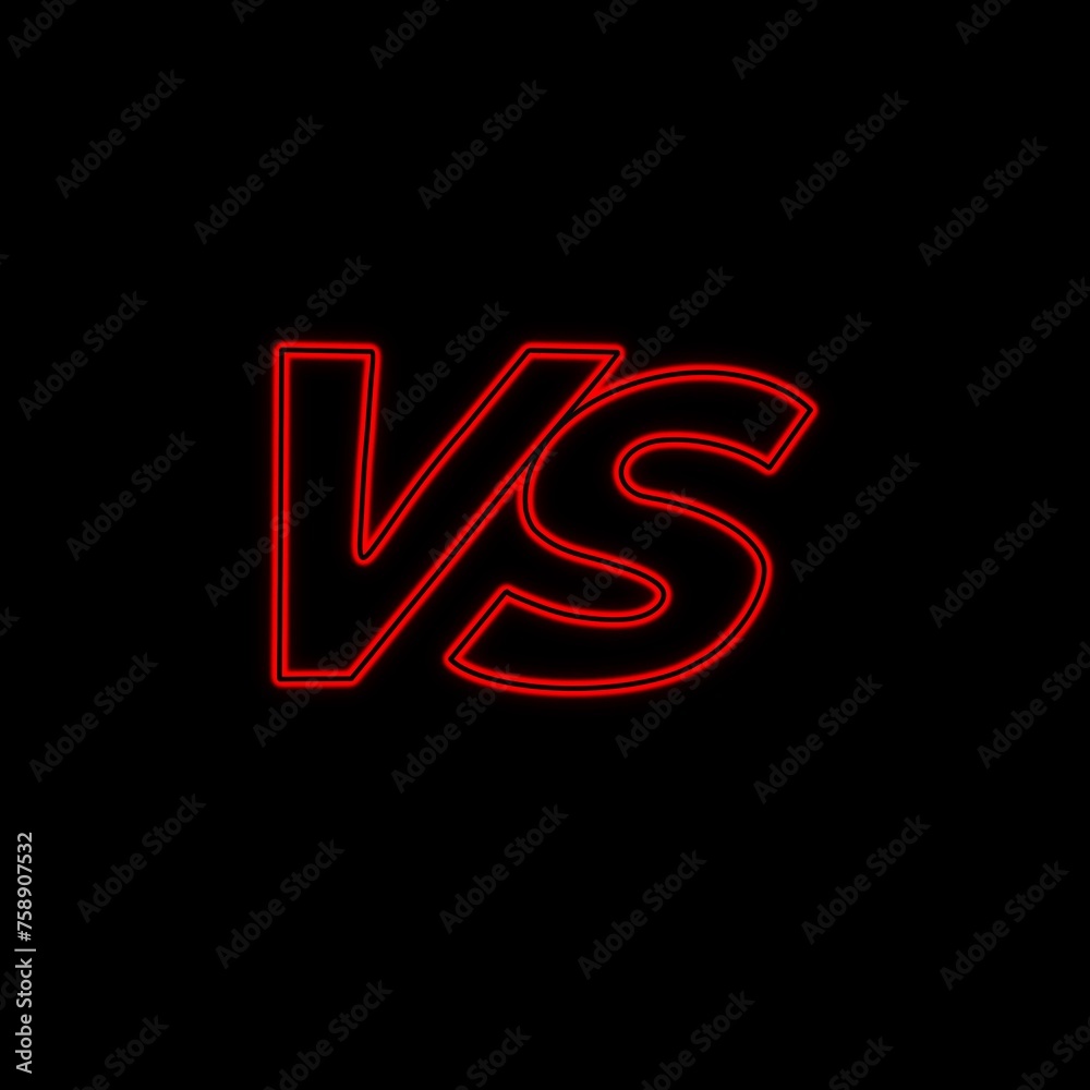 VS Versus Battle , fight, competition , headline black background icon logo; Red Glowing light neon VS Versus Battle , fight, competition , headline black background icon logo; Red Glowing light neon