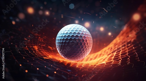 Dynamic Abstract Background with Digital Grid Golf Ball, blurred, lines, wireframe, futuristic