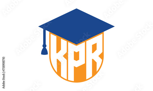 KPR initial letter academic logo design vector template. school college logo, university logo, graduation cap logo, institute logo, educational logo, library logo, teaching logo, book shop, varsity