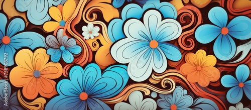 Retro-style Floral Background with Abstract Groovy Print