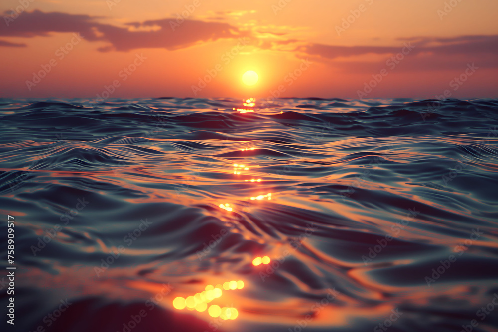 The Sun Setting Over the Ocean Water The Sun Setting Over the Ocean Water