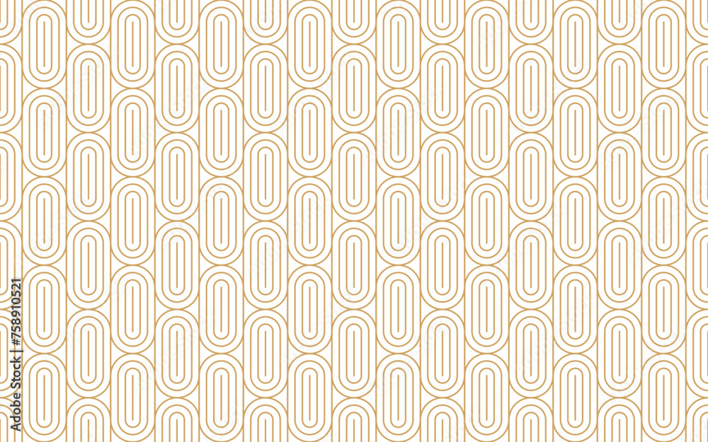 Seamless gold oval pattern with striped line, art deco repeat tile vector illustration.