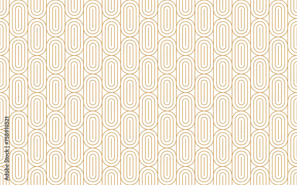 Seamless gold oval pattern with striped line, art deco repeat tile vector illustration.