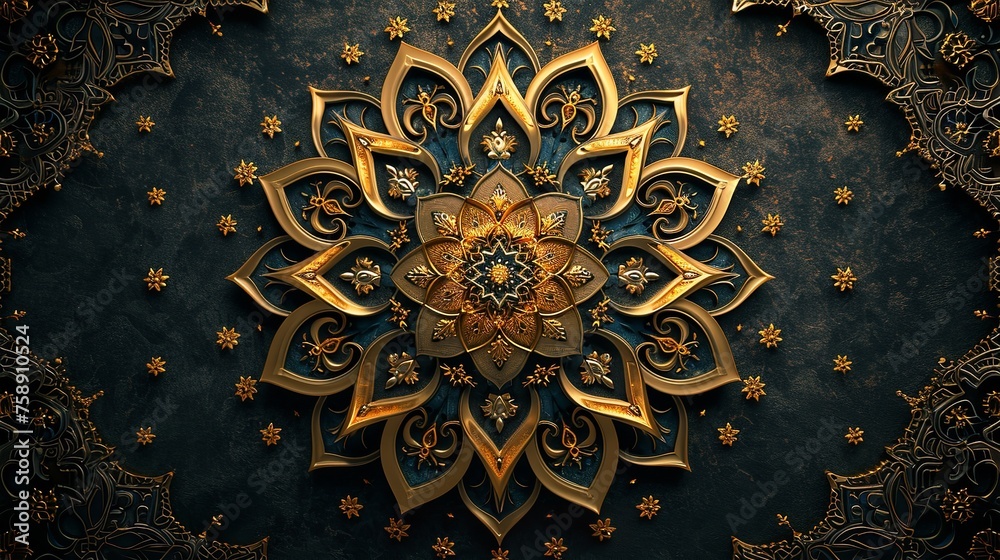 Luxury Golden Mandala Arabesque Pattern Arabic
