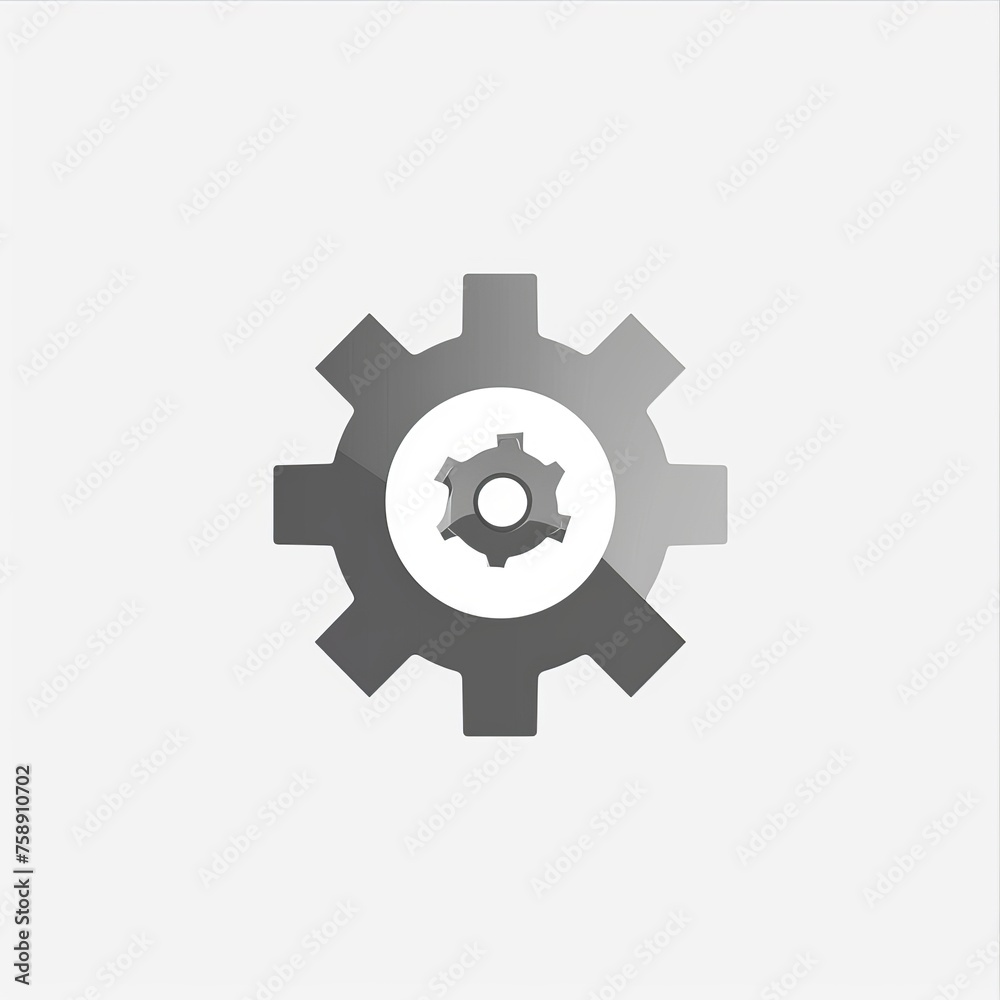 Unique Modern Minimalistic Stylized Gray Gear Logo on White Background Unique Modern Minimalistic Stylized Gray Gear Logo on White Background