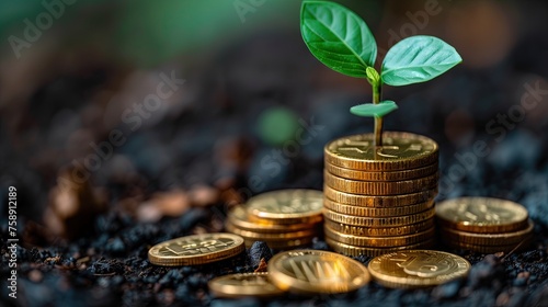 A tree grows on a pile of gold coins. The concept of diversifying an investment portfolio through a variety of stocks, bonds, and alternative assets.