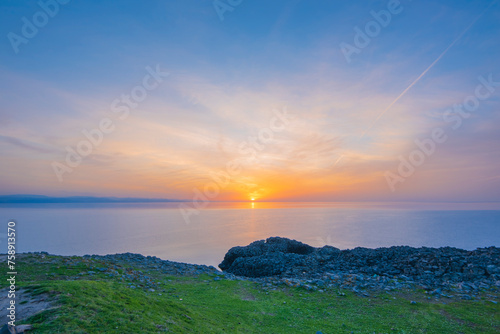 Sinop İnceburun lighthouse surroundings blue sky and sea sun in sunset light photo