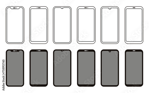 smarphone icon set, smarphone sign and symbol vector design