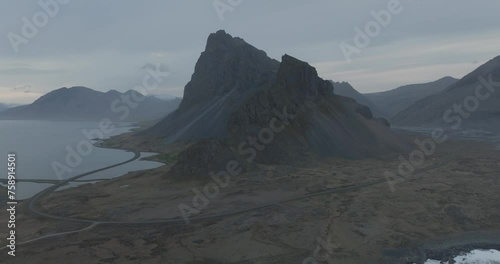 Aerial view of lighthouse, hvalnes, iceland. photo