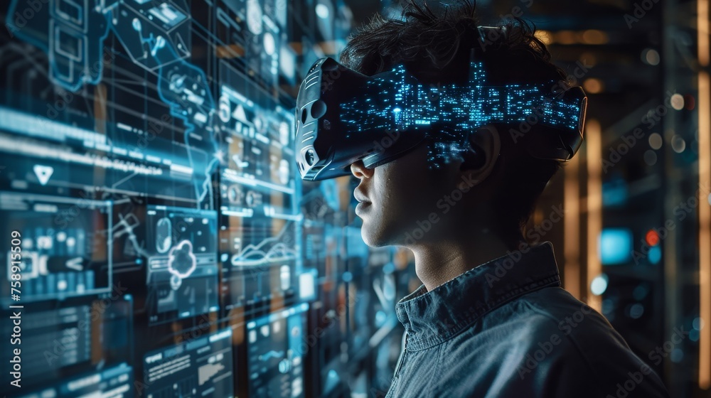 A futuristic lab developing AR and VR technologies for immersive gaming A futuristic lab developing AR and VR technologies for immersive gaming