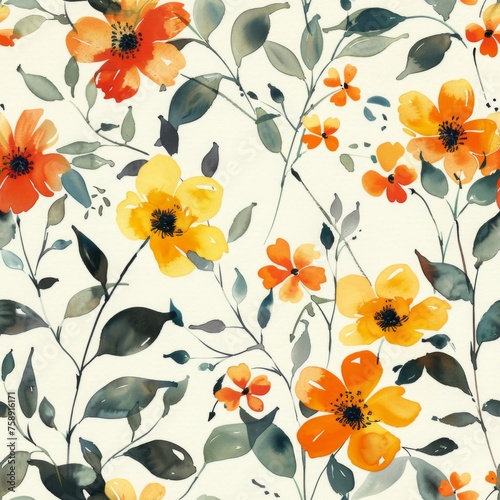 watercolor illustration on beautiful flowers on a pure beige background. ai generated