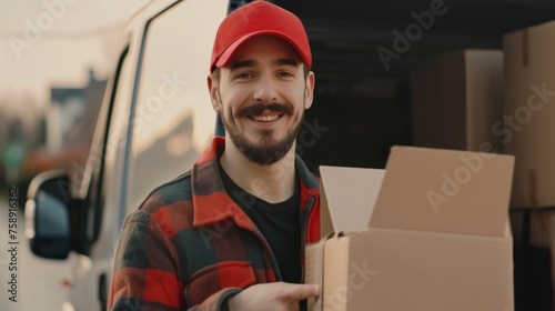 Portrait of a delivery person at a courier service