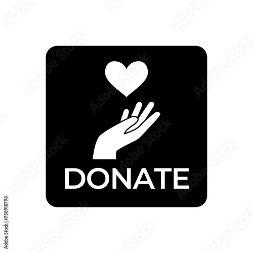 Donate web button. Symbol of financial aid isolated on white background. Vector illustration.
