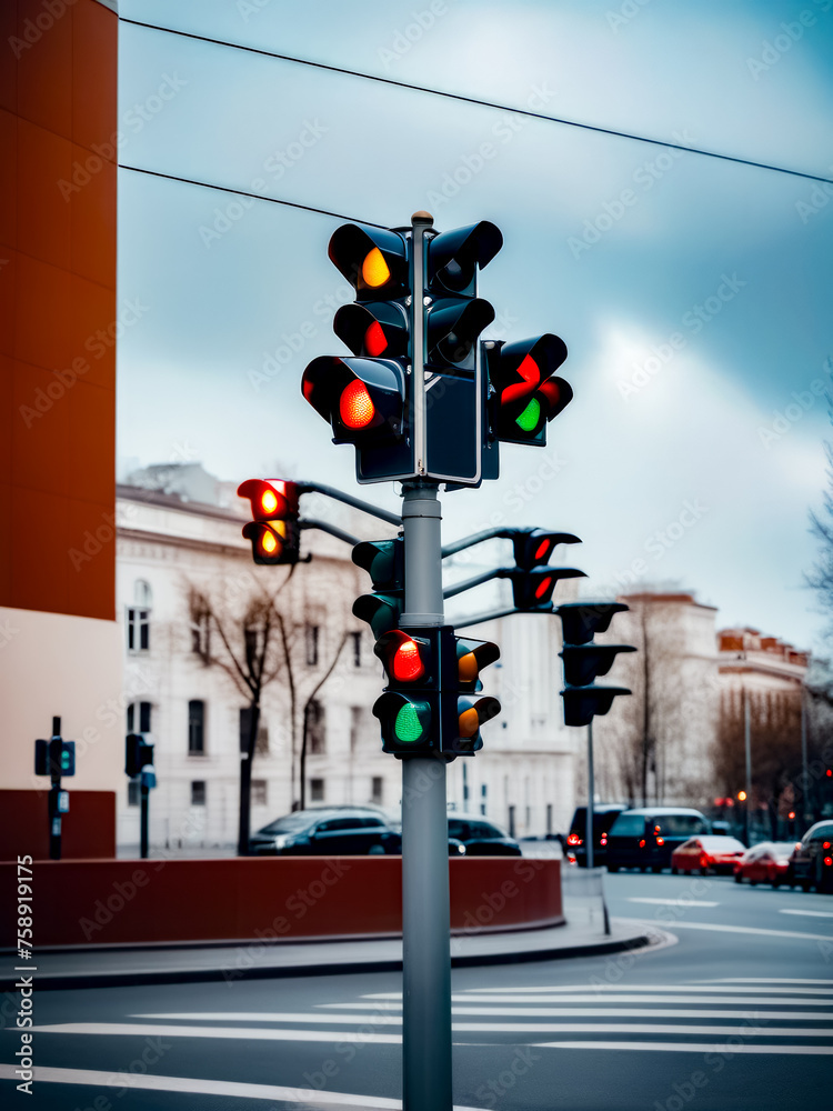 Fotografie A traffic light is lit up green