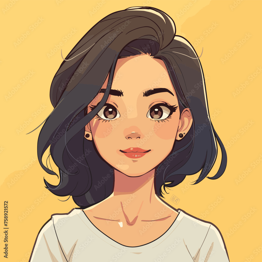 Portrait of a beautiful young woman. Vector illustration in cartoon style. Portrait of a beautiful young woman. Vector illustration in cartoon style.