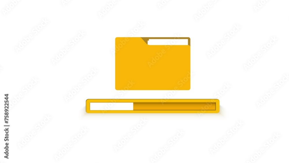 animation of computer folders icon by copying and pasting files, on a transparent background with alpha channel at zero