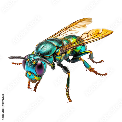 colorful wasp isolated on white photo