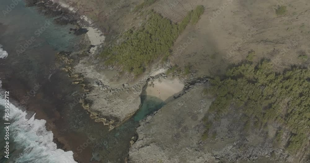Aerial view of beautiful, tropical island paradise, Mauritius, Rodrigues Trou d'Argent.