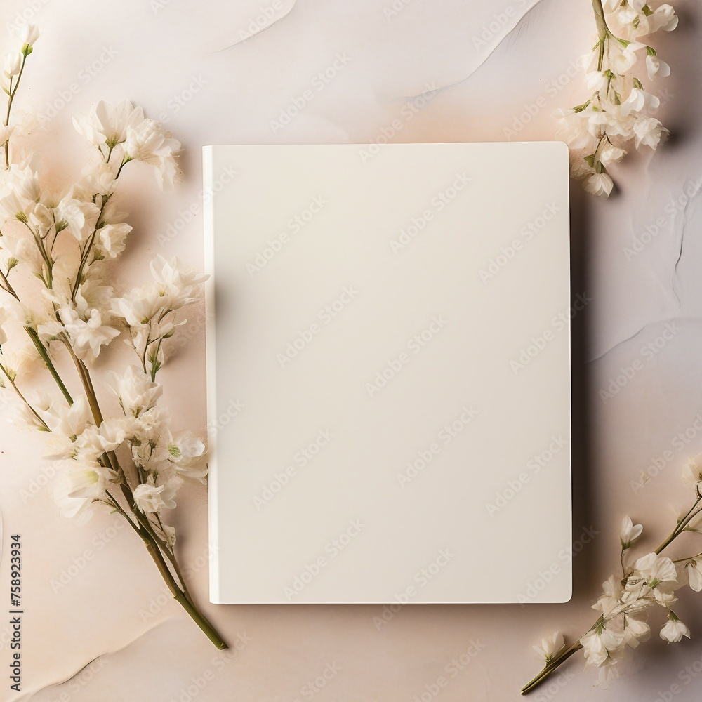 Invitation card, card with flowers and paper Invitation card, card with flowers and paper