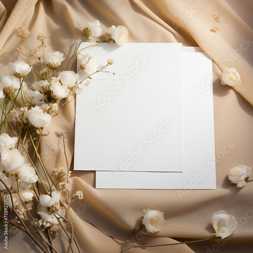 Invitation card,  wedding photo frame with roses