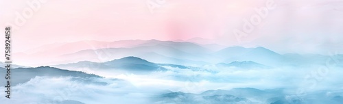 KS White fog distant mountains light pink and blue gradie. © กิตติพัฒน์ สมนาศักดิ