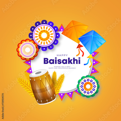 Baisakhi card with a orange...