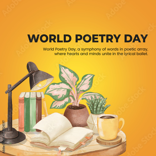 World Poetry Day card with ...
