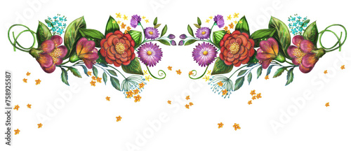 Wallpaper Mural Illustration composition florale colorée sur fond transparent-En tête de page-décoration florale Torontodigital.ca