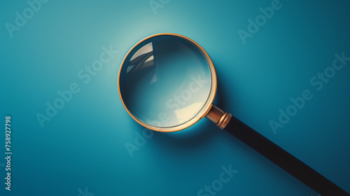 Magnifying glass on clean color background