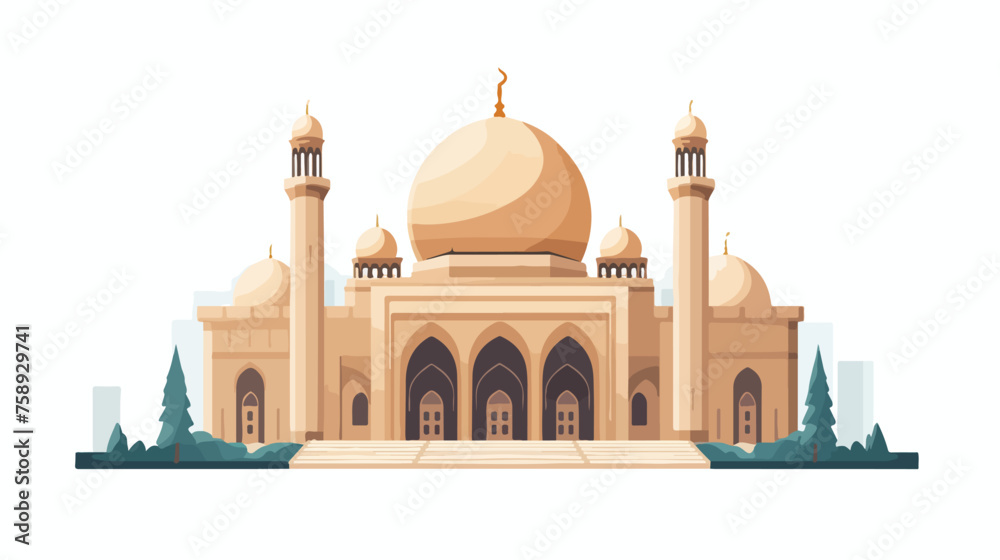 Arabian mosque building flat vector design  flat vector - obrazy, fototapety, plakaty 