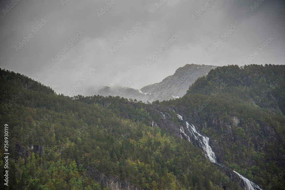 waterfall in the mountains in Norway
