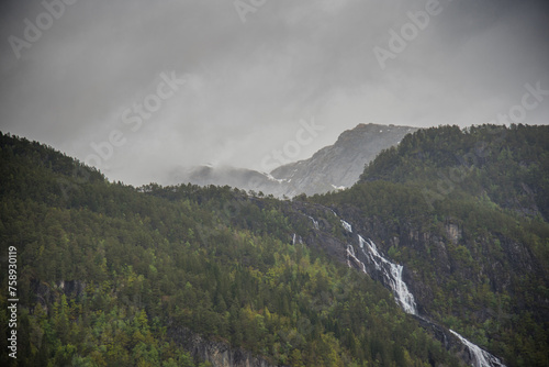 waterfall in the mountains in Norway