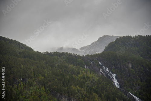 waterfall in the mountains in Norway