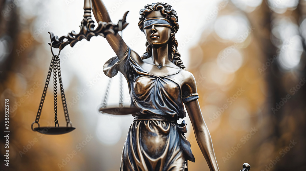 Legal law concept statue of Lady Justice with scales of justice sky background Legal law concept statue of Lady Justice with scales of justice sky background