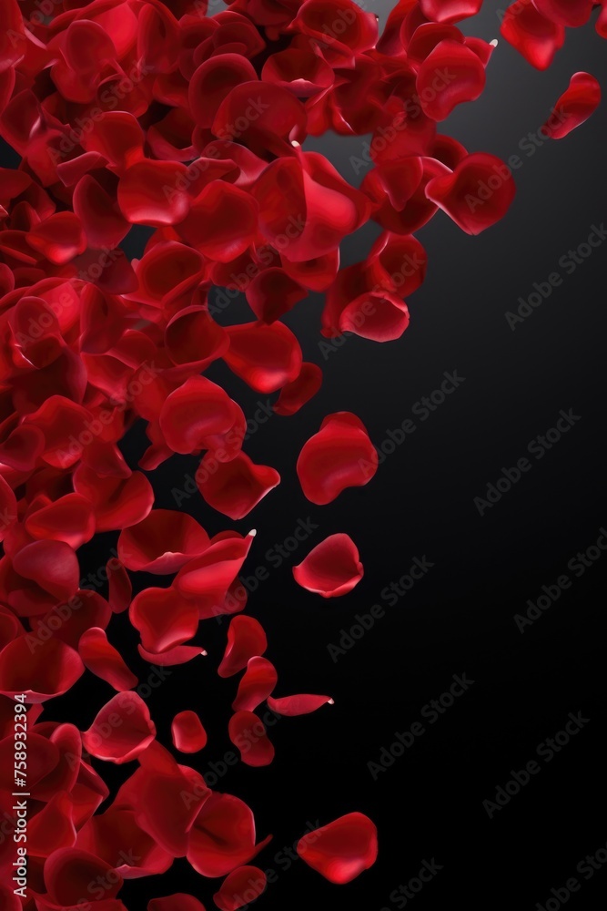 Red rose petals scattered in mid-air, perfect for romantic and festive designs Red rose petals scattered in mid-air, perfect for romantic and festive designs