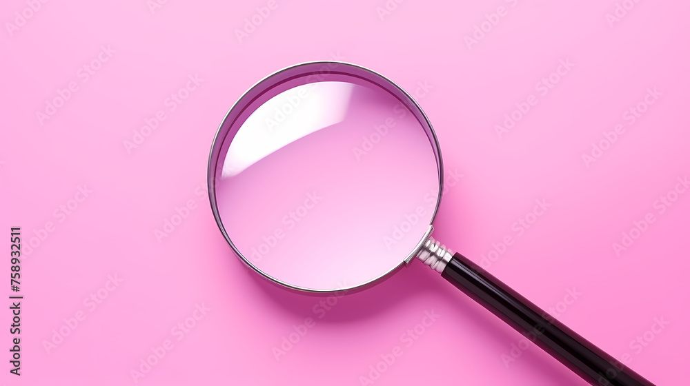 An antique magnifying glass placed on a pastel background An antique magnifying glass placed on a pastel background